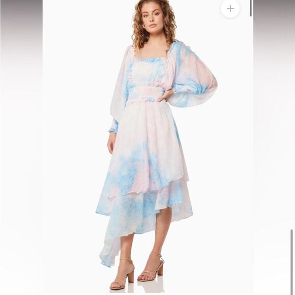 elliatt envisage pink & blue multicolored high-low midi dress size XXS NEW - Picture 7 of 11